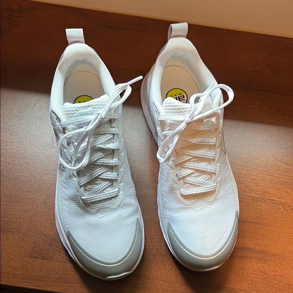 Nike White and Gray/ Silver Sneakers with Modern Sole